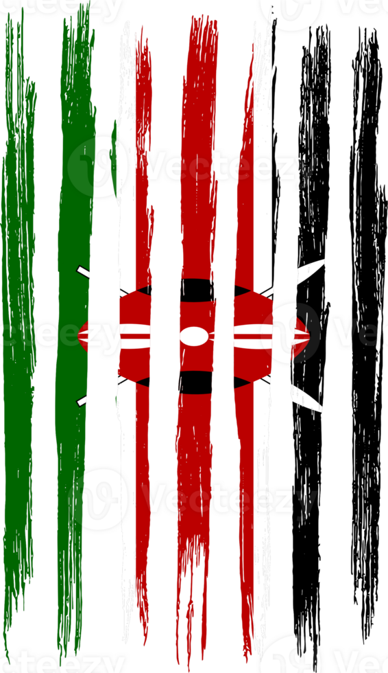 Kenya  flag on map on transparent  background or png