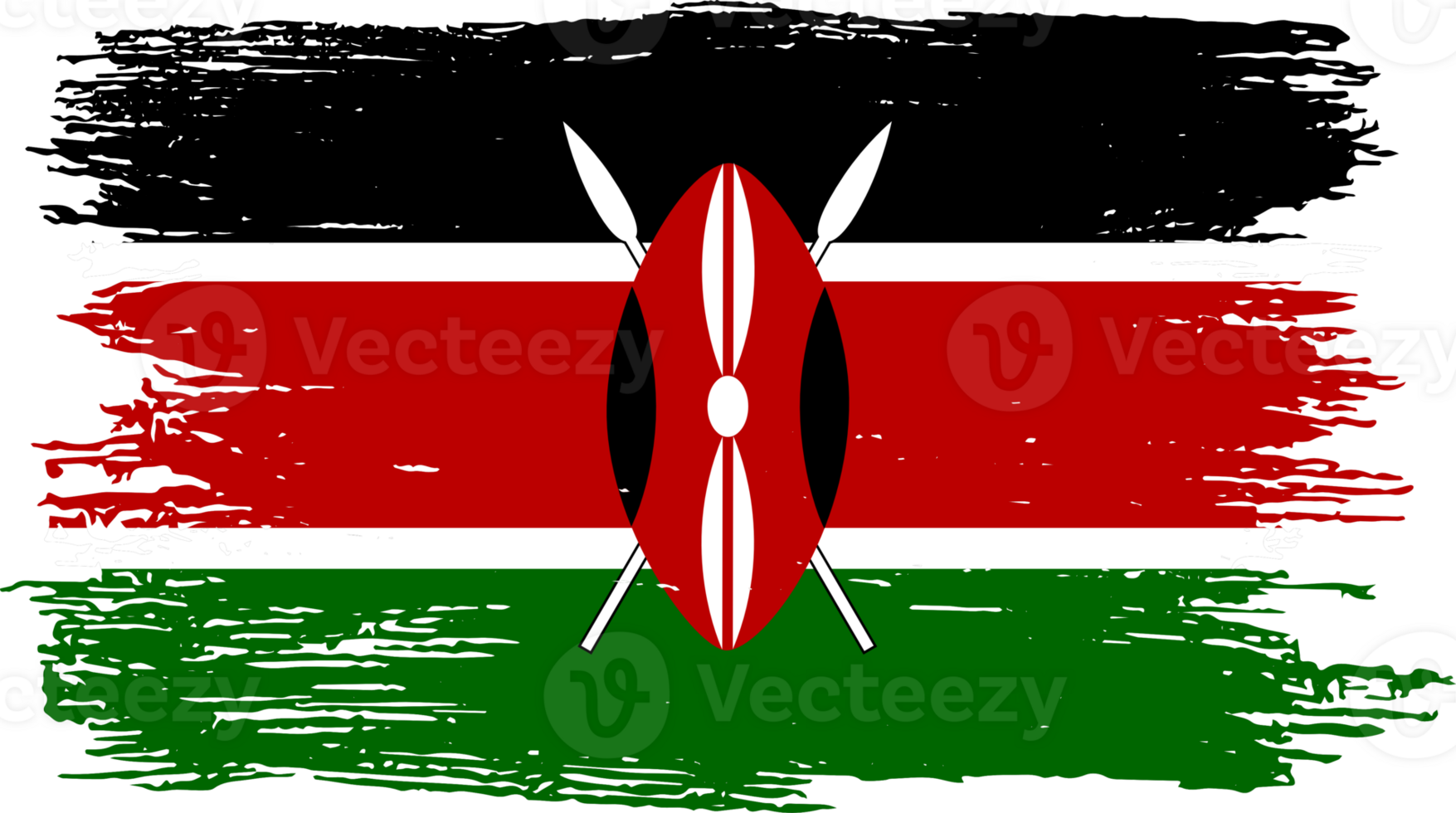 Kenya  flag on map on transparent  background or png