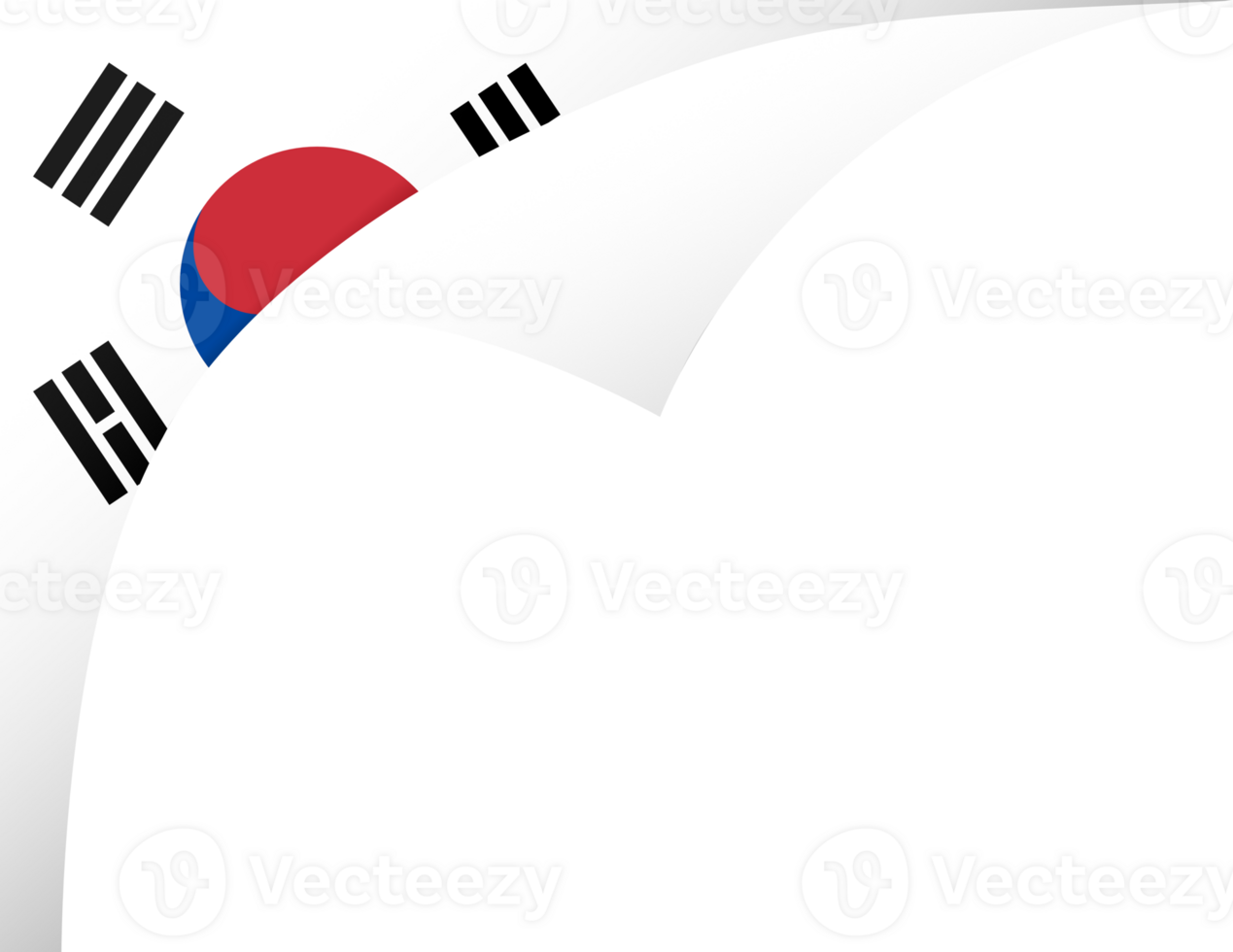 South Korea flag wave isolated on png or transparent background