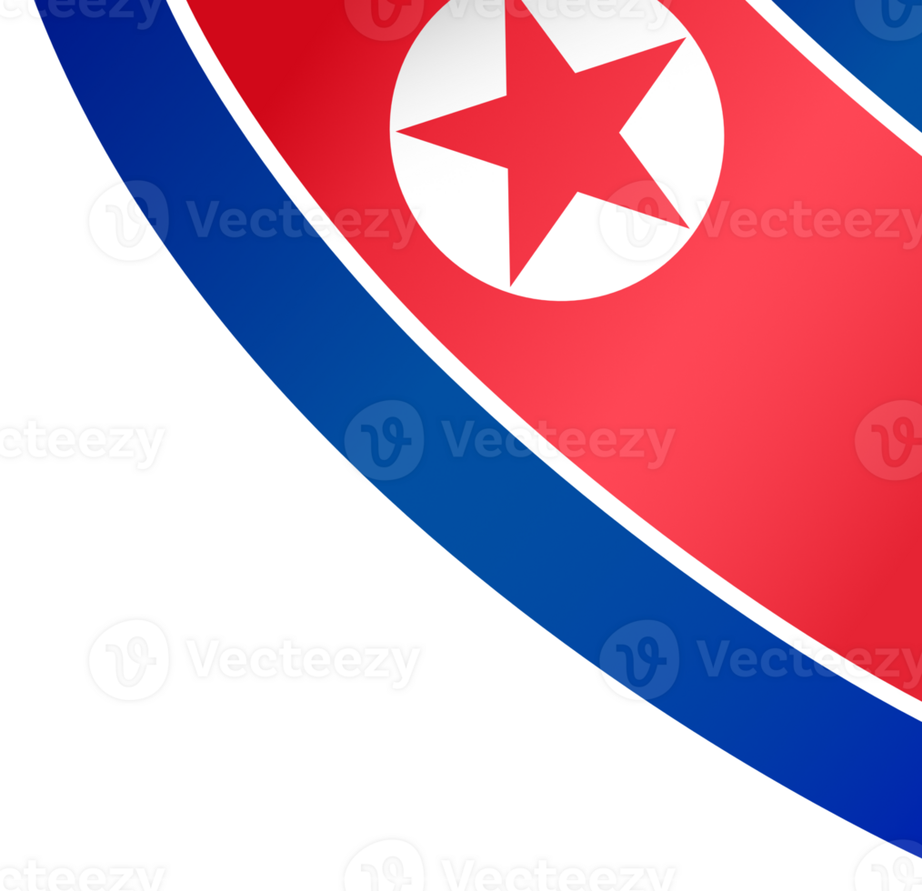 North Korea flag wave isolated on png or transparent background