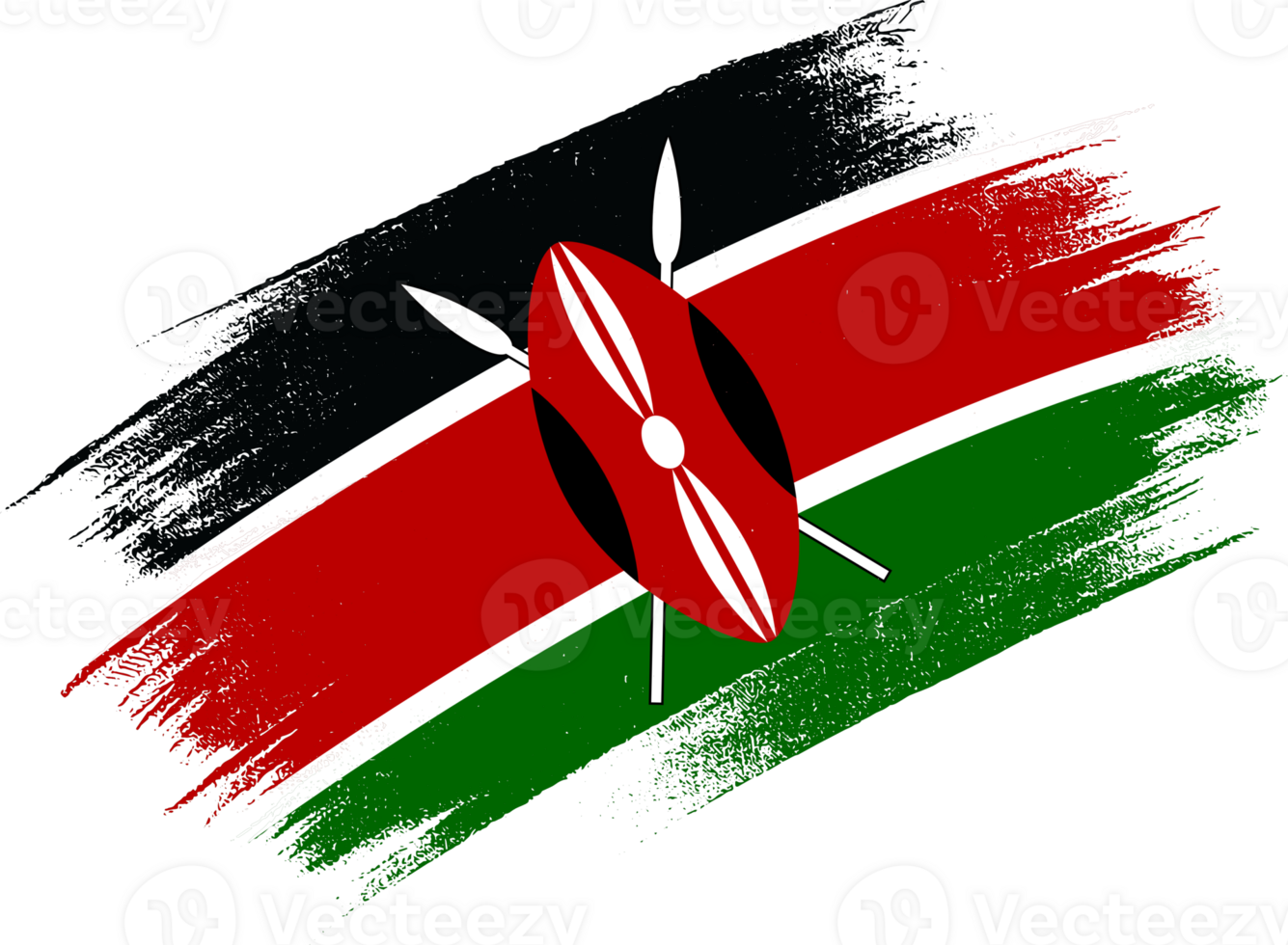 Kenya  flag on map on transparent  background or png