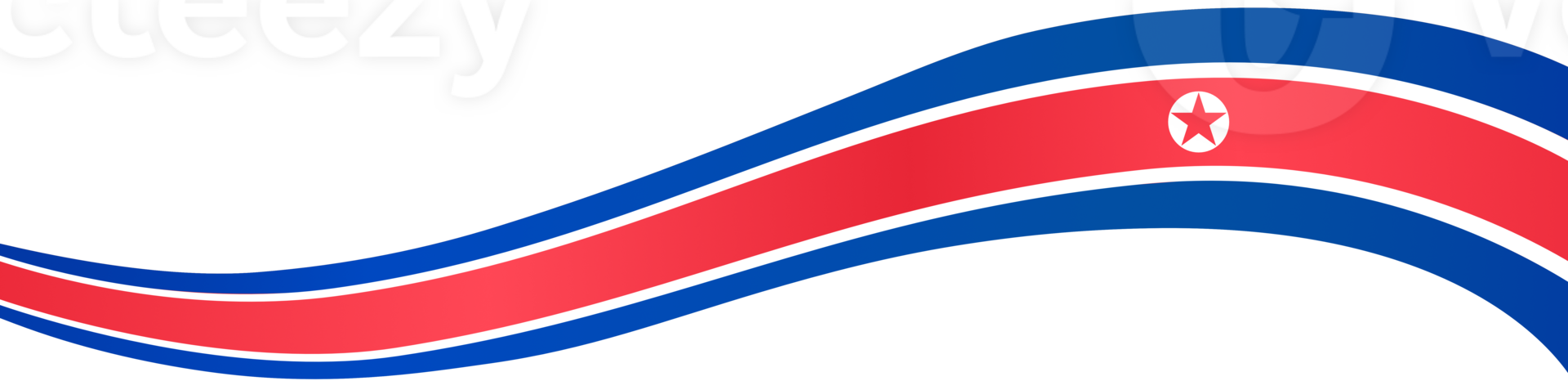 North Korea flag wave isolated on png or transparent background