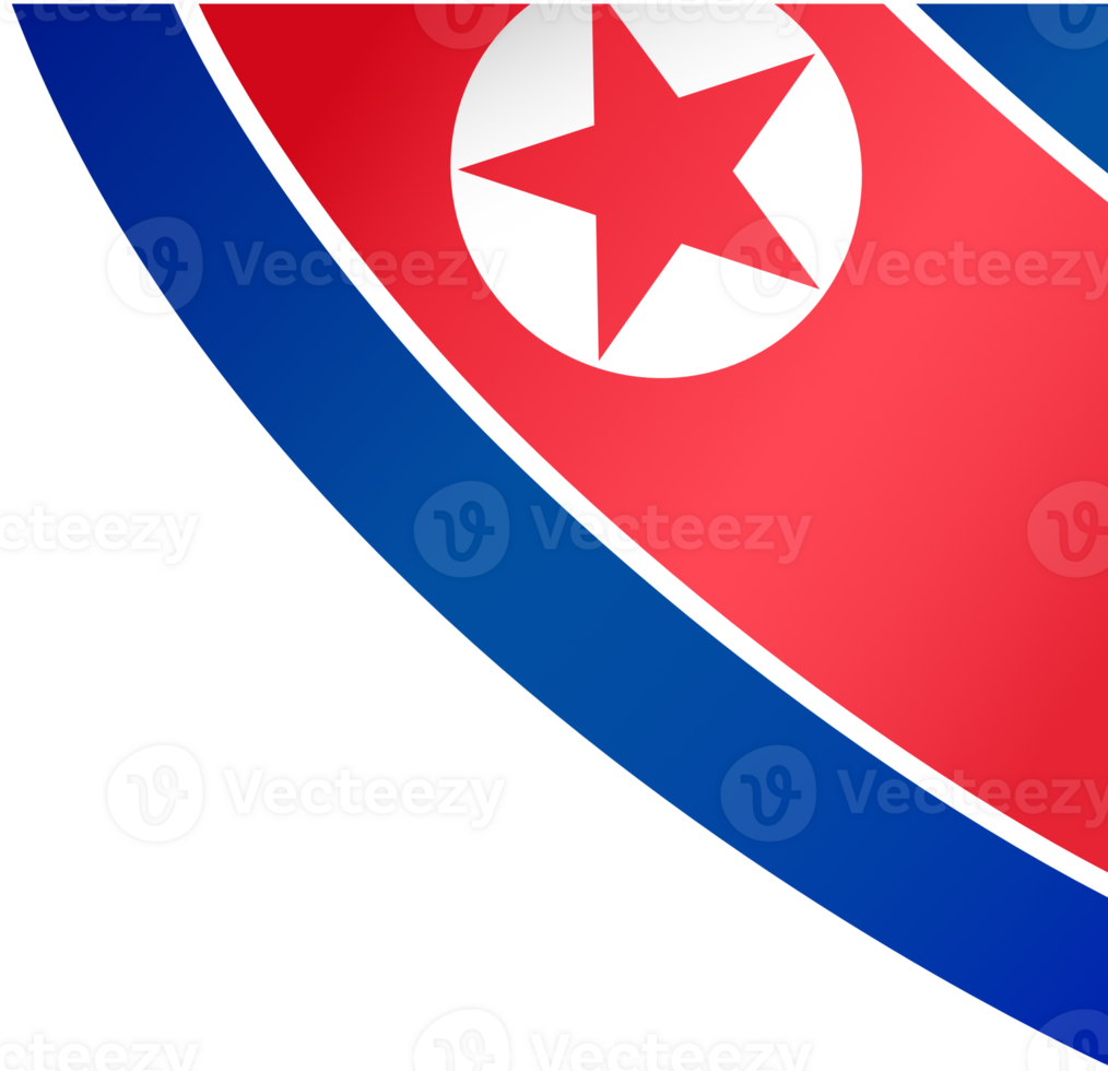 North Korea flag wave isolated on png or transparent background