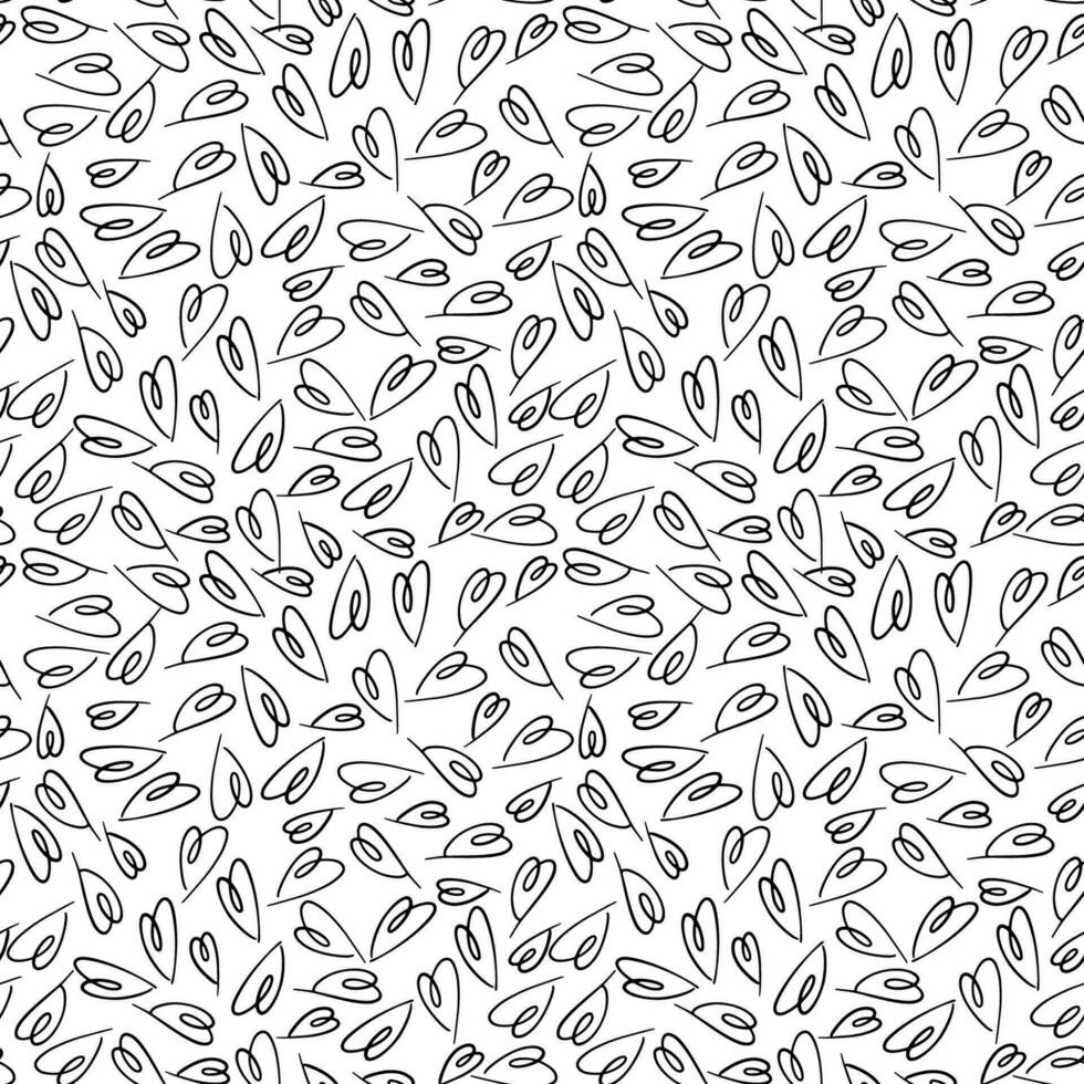 Abstract seamless heart pattern. Ink illustration. Black and white repeatable backdrop. Hand drawn minimalistic wallpaper. vector
