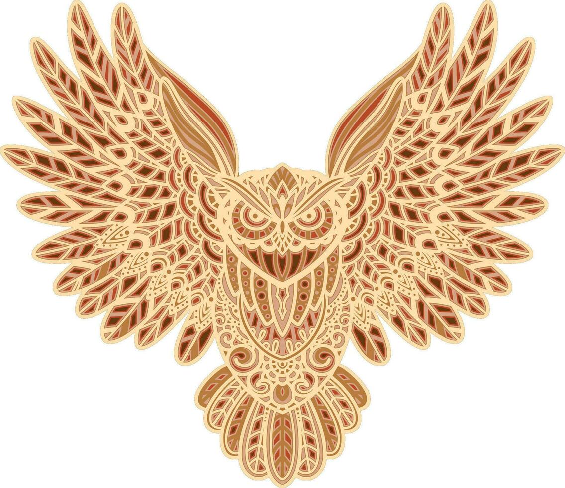 OWL Multilayer Cut File specially prepared for the laser cutting machines. This decoration create a sense of depth and texture, lending a realistic and lifelike appearance to the design. vector
