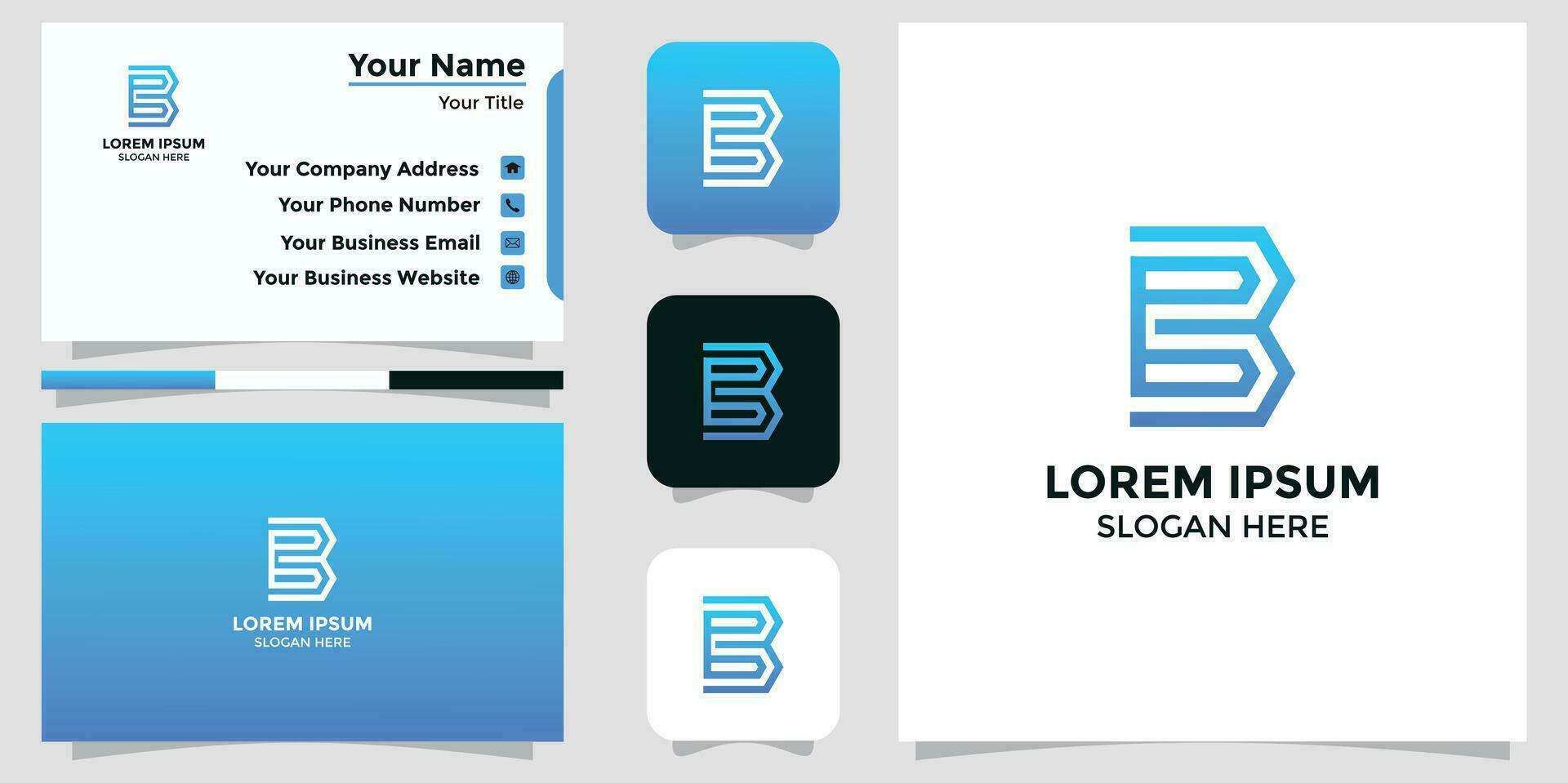 letter B logo design and business card vector
