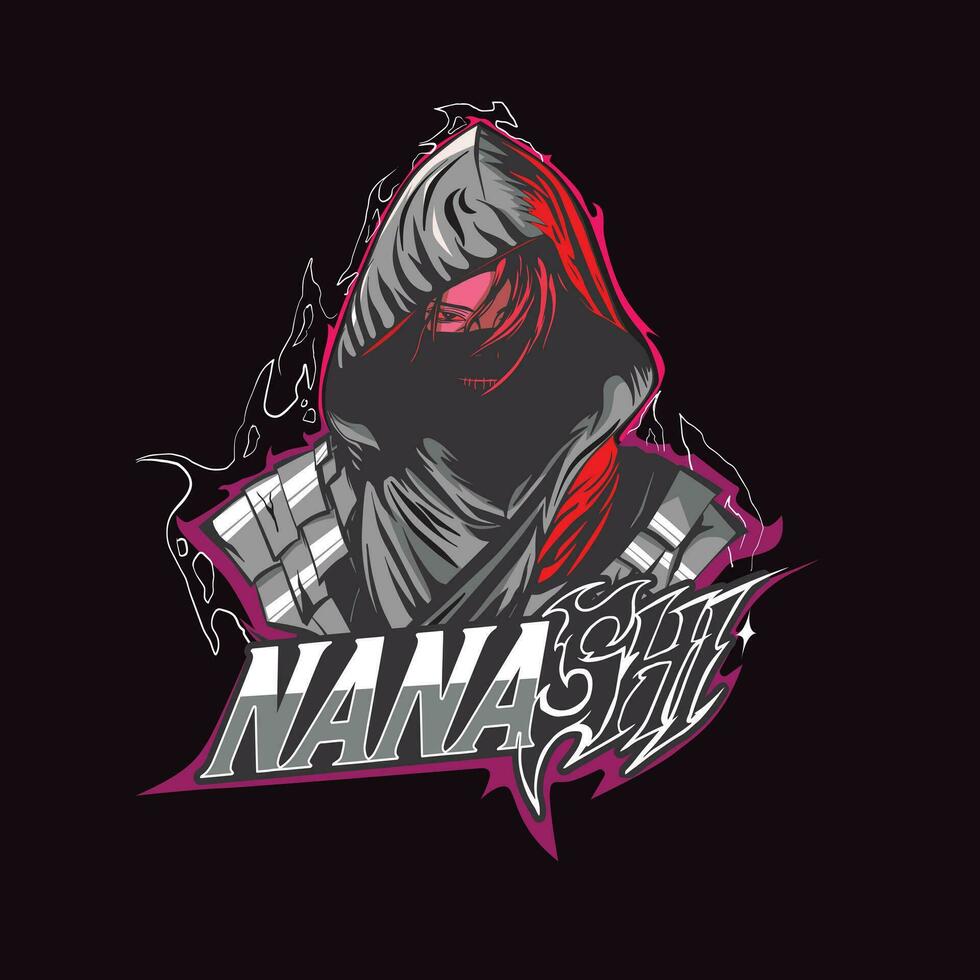 ninja assassin with blazing fire ,nanashi vector