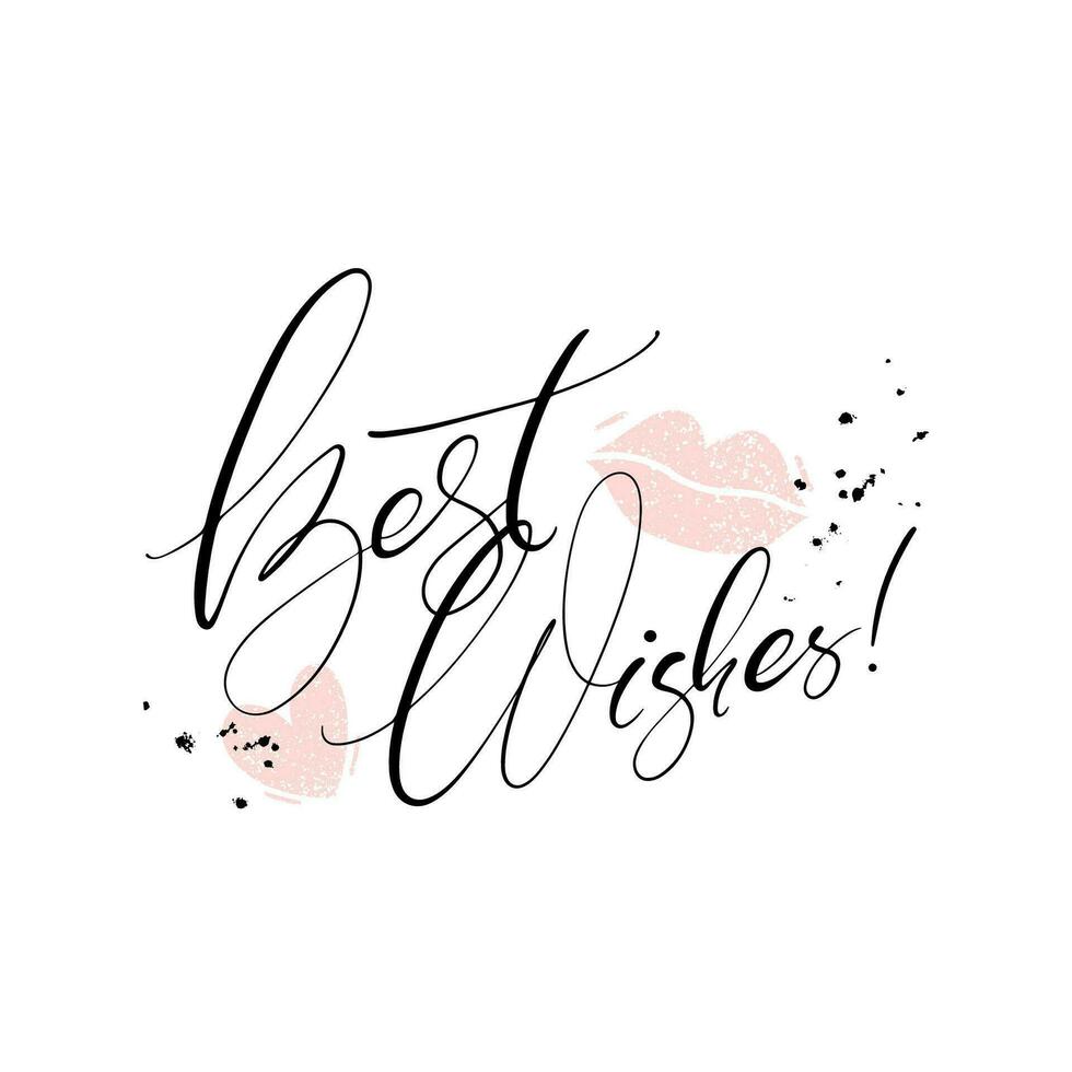 BEST WISHES hand lettering, vector illustration. Hand drawn lettering card background. Modern handmade calligraphy. Hand drawn lettering element for your design.