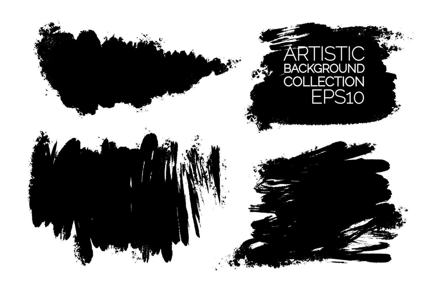 Set of brush strokes. Abstract black spots on white background. Artistic backgrounds. vector