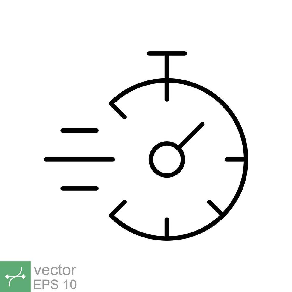 rápido hora icono. sencillo contorno estilo. velocidad reloj Temporizador, rápido cronógrafo, cronómetro, fecha límite concepto. Delgado línea vector ilustración aislado en blanco antecedentes. eps 10