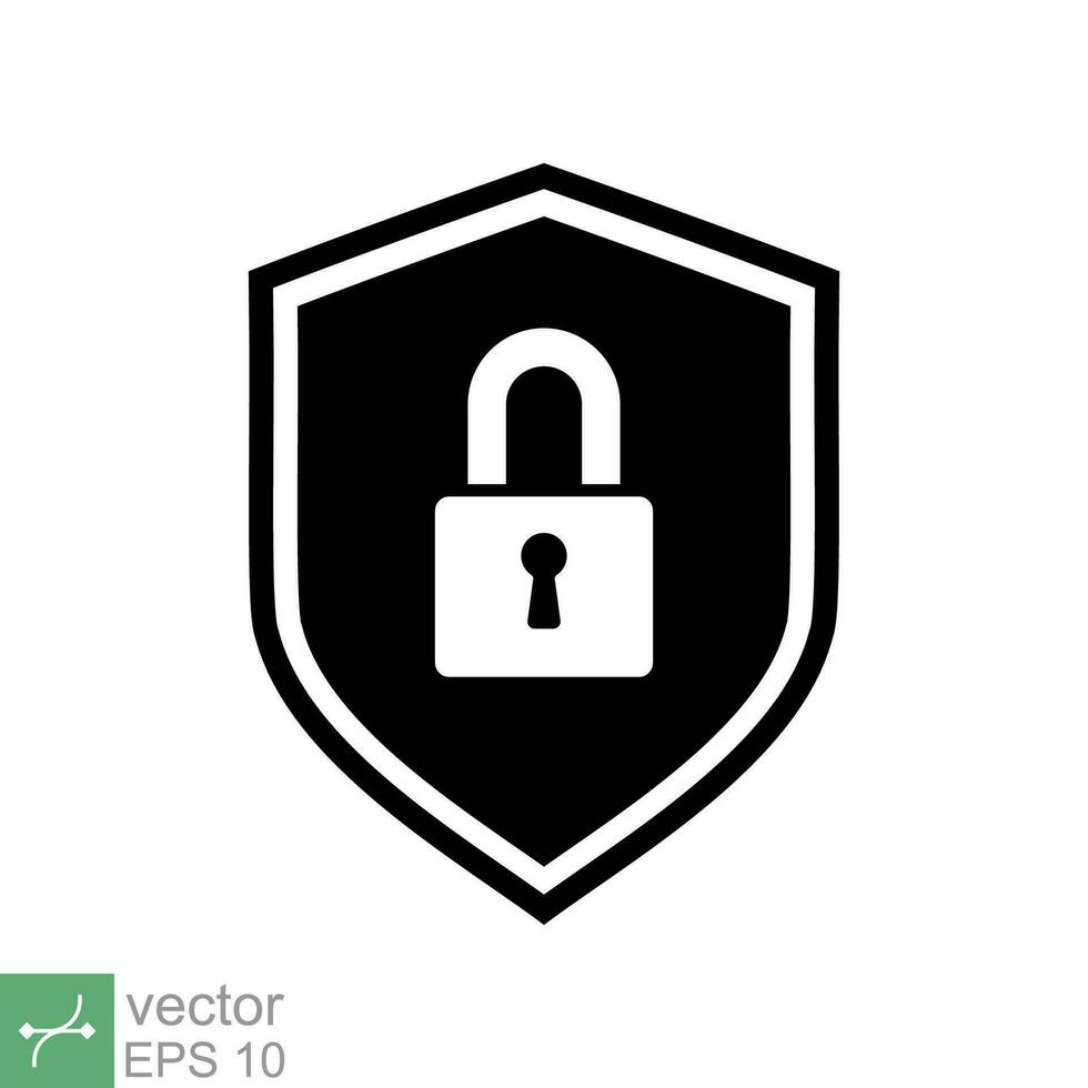 Security icon. Simple solid style. Shield secure, privacy protect, guarantee safe, network guard, safety concept. Glyph vector illustration symbol isolated on white background. EPS 10.