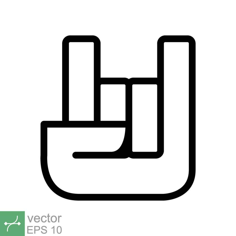Rock on concert gig hand gesture icon. Simple outline style. Hardcore, heavy metal, music, punk sign concept. Line vector illustration symbol isolated on white background. EPS 10.