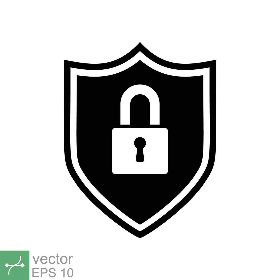 Security icon. Simple solid style. Shield secure, privacy protect, guarantee safe, network guard, safety concept. Glyph vector illustration symbol isolated on white background. EPS 10.