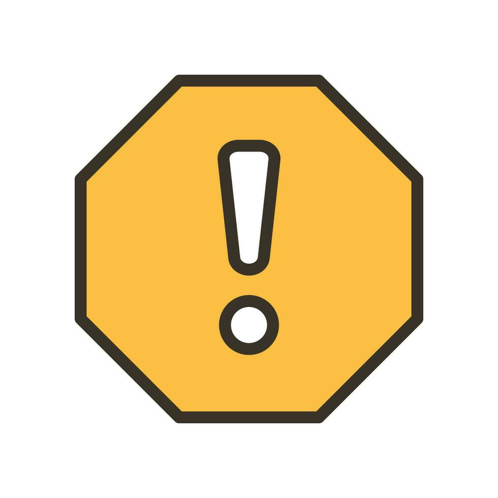 exclamation mark in octagonal shape for hazard warning symbol. Beware secure caution in traffic road. Warning pop up Attention, warning icon. Vector illustration filled outline style. EPS10