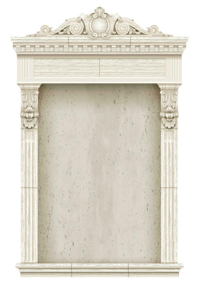 Classic architectural marble window or door facade decor for the frame. Set of vector elements. Transparent shadow.