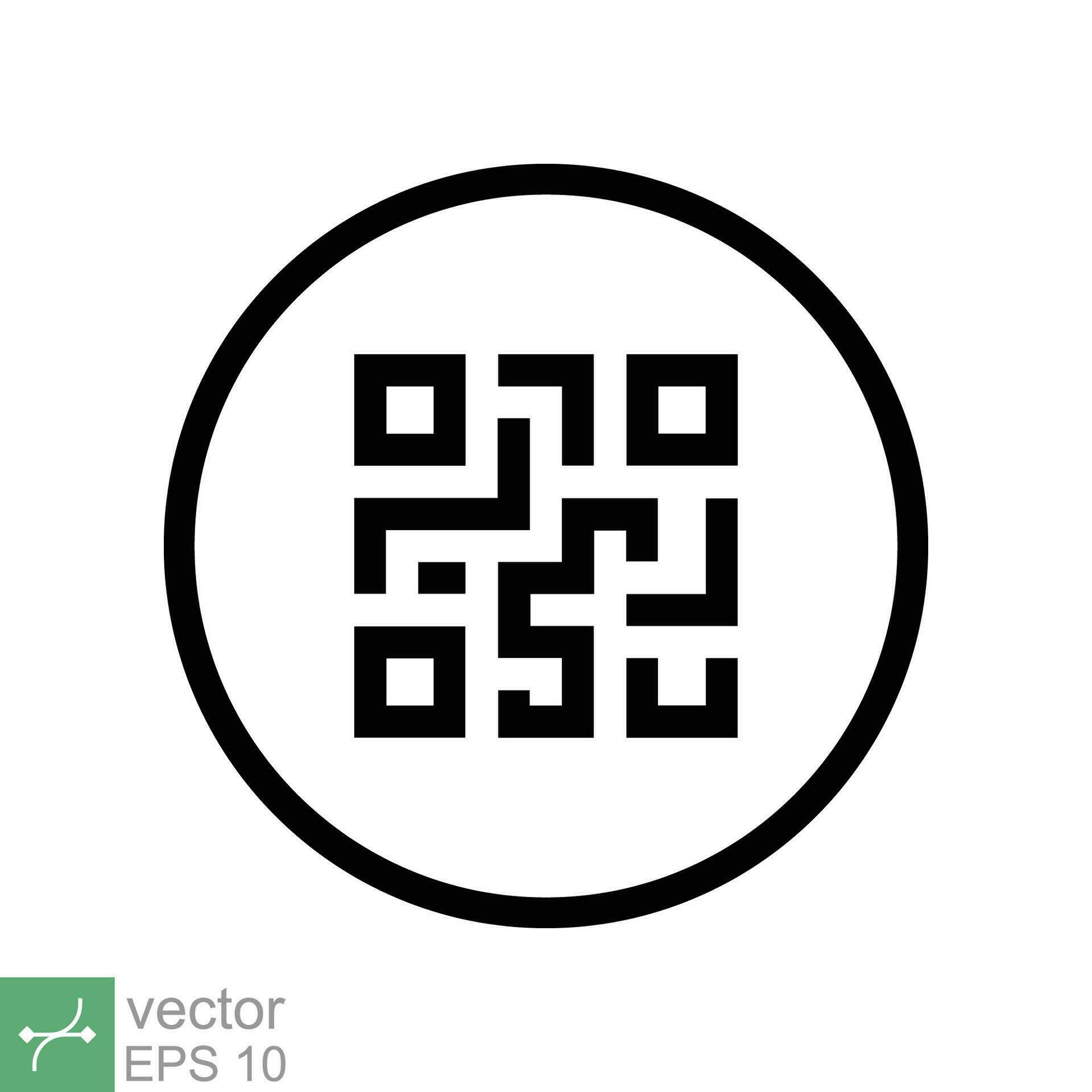 Scan qr code icon. Simple flat style. Scanning black round qr badge on ...