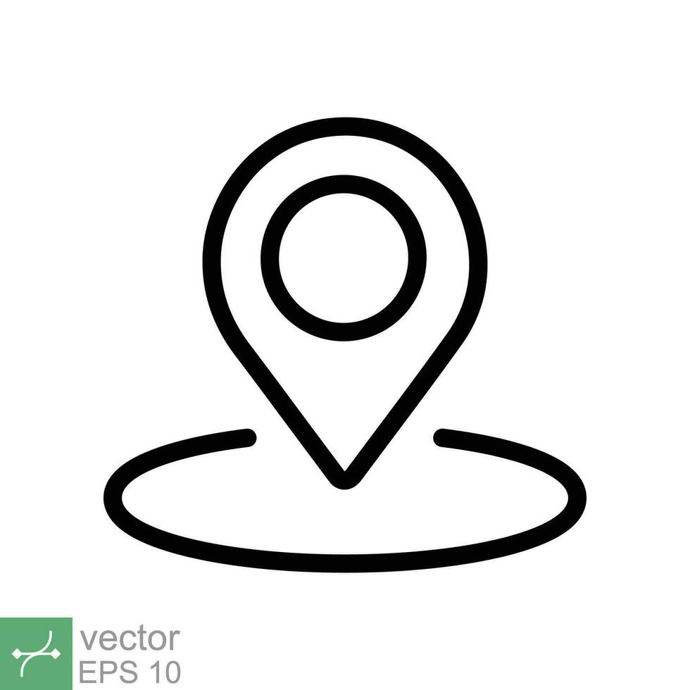 Pin location icon. Simple outline style. Map marker, place position, globe label, gps technology concept. Thin line vector illustration isolated on white background. EPS 10.