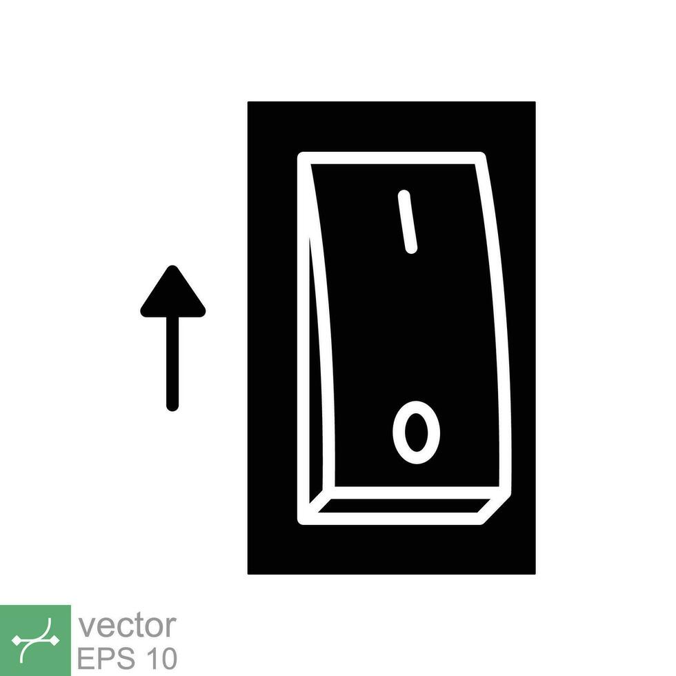 Light on, electric switch icon. Simple solid style. Power turn on button, toggle switch on position, turn on, technology concept. Glyph vector illustration isolated on white background. EPS 10.