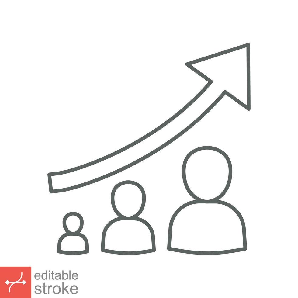 Personal development icon. Simple outline style. Strategy management, capital, human, leadership concept. Thin line vector illustration isolated on white background. Editable stroke EPS 10.