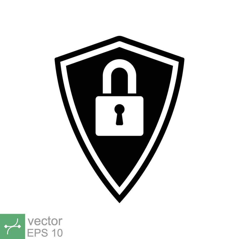 Security icon. Simple solid style. Shield secure, privacy protect, guarantee safe, network guard, safety concept. Glyph vector illustration symbol isolated on white background. EPS 10.