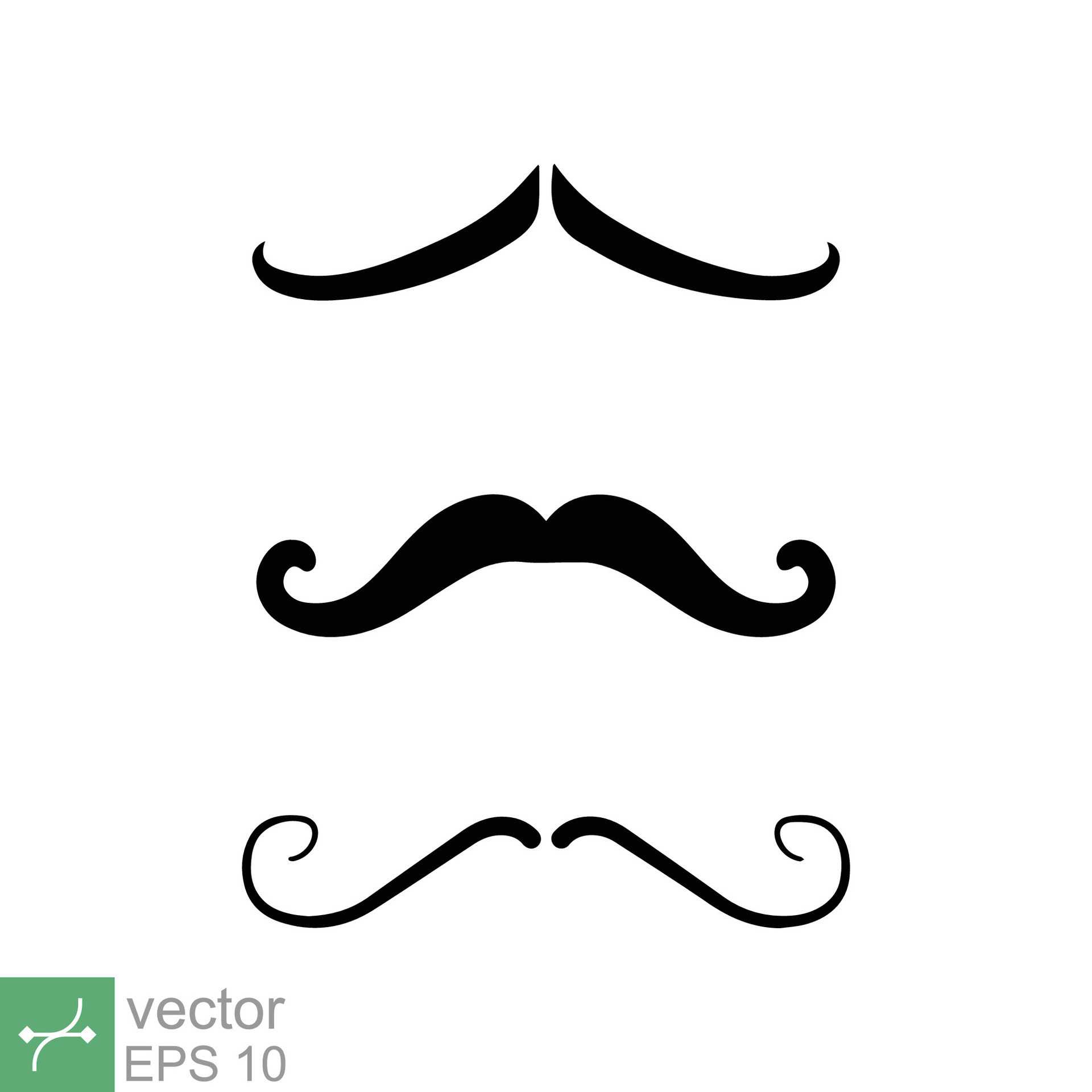 Flat Moustache Icon For Presentations Isolated On White Vector