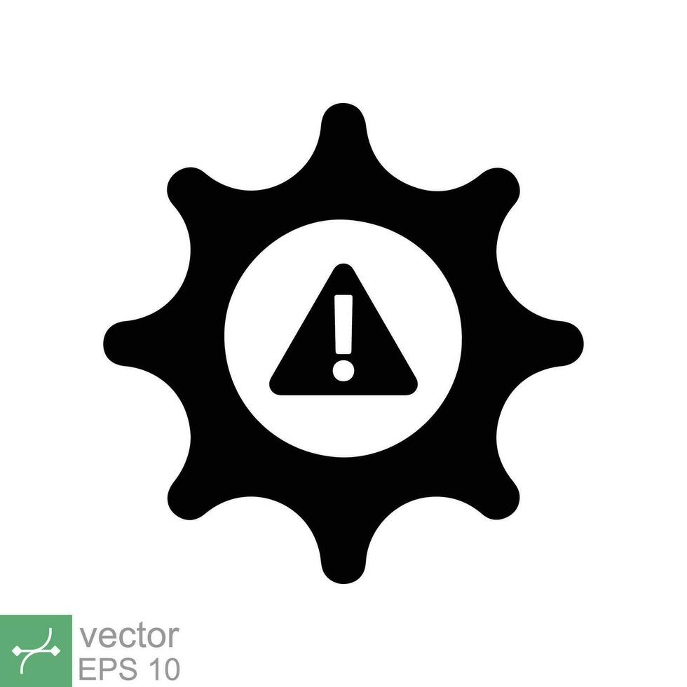 System error icon. Simple solid style. Risk alert, failure, mechanical gear engine, trouble service, caution, technology concept. Glyph vector illustration isolated on white background. EPS 10.