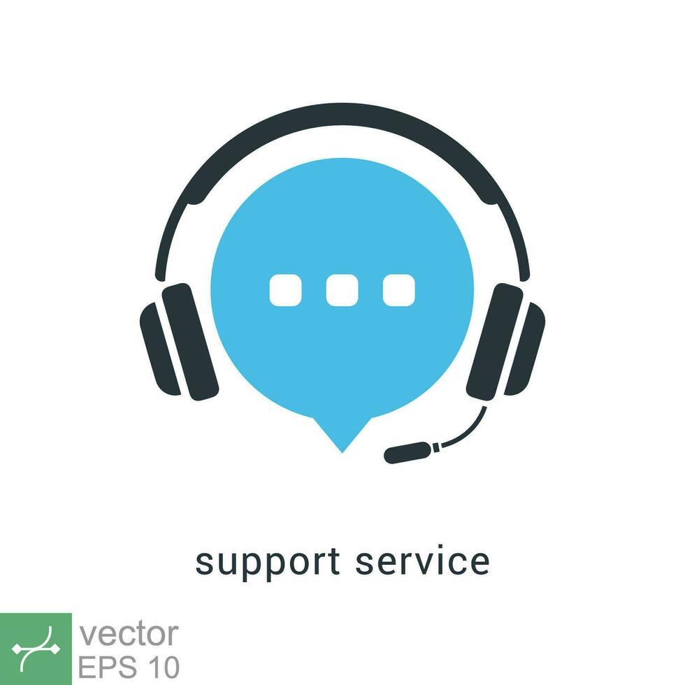 Customer service icon. Simple flat style. Support service with headset, headphone, hotline, live call support center, telemarketing concept. Vector illustration isolated on white background. EPS 10.