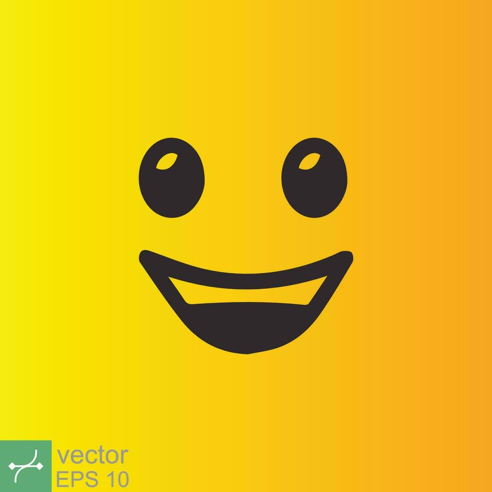 Smile icon template design. Smiling emoticon vector logo on yellow background. Face line art style. Funny doodle drawing, fun symbol, humor, joy concept. EPS 10.