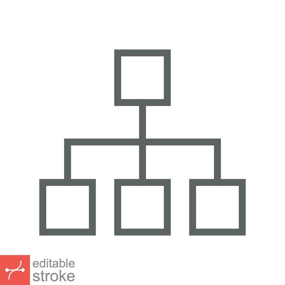 Organization chart icon. Simple outline style. Org hierarchy, company diagram flow symbol, business concept. Thin line vector illustration isolated on white background. Editable stroke EPS 10.