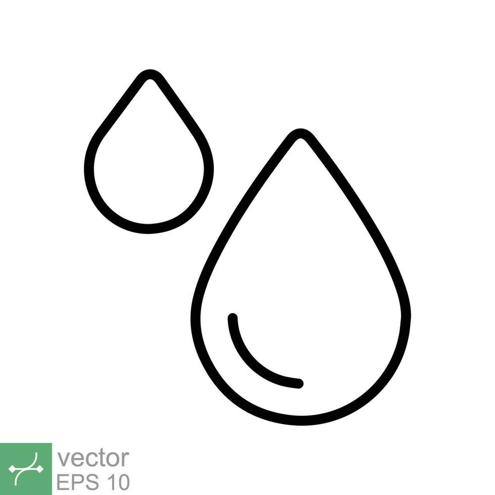 agua gotas icono. sencillo contorno estilo. soltar agua, gotita, líquido, lluvia, limpiar agua, agricultura, ambiente concepto. Delgado línea vector ilustración aislado en blanco antecedentes. eps 10