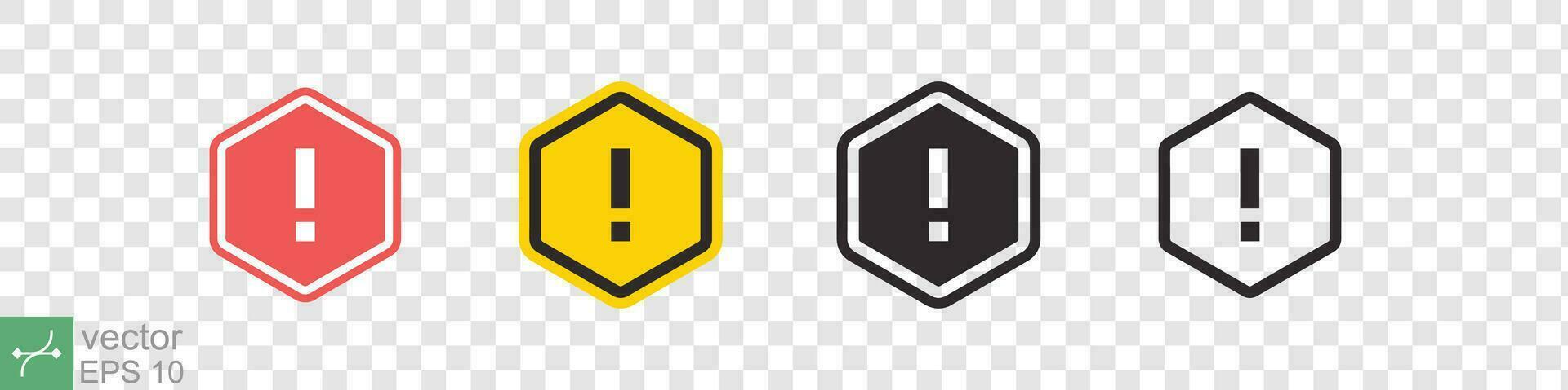 Caution icon set. Caution sign in different style. Exclamation mark symbol, warning notice information, high risk, attention concept. Vector illustration isolated on editable background. EPS 10.