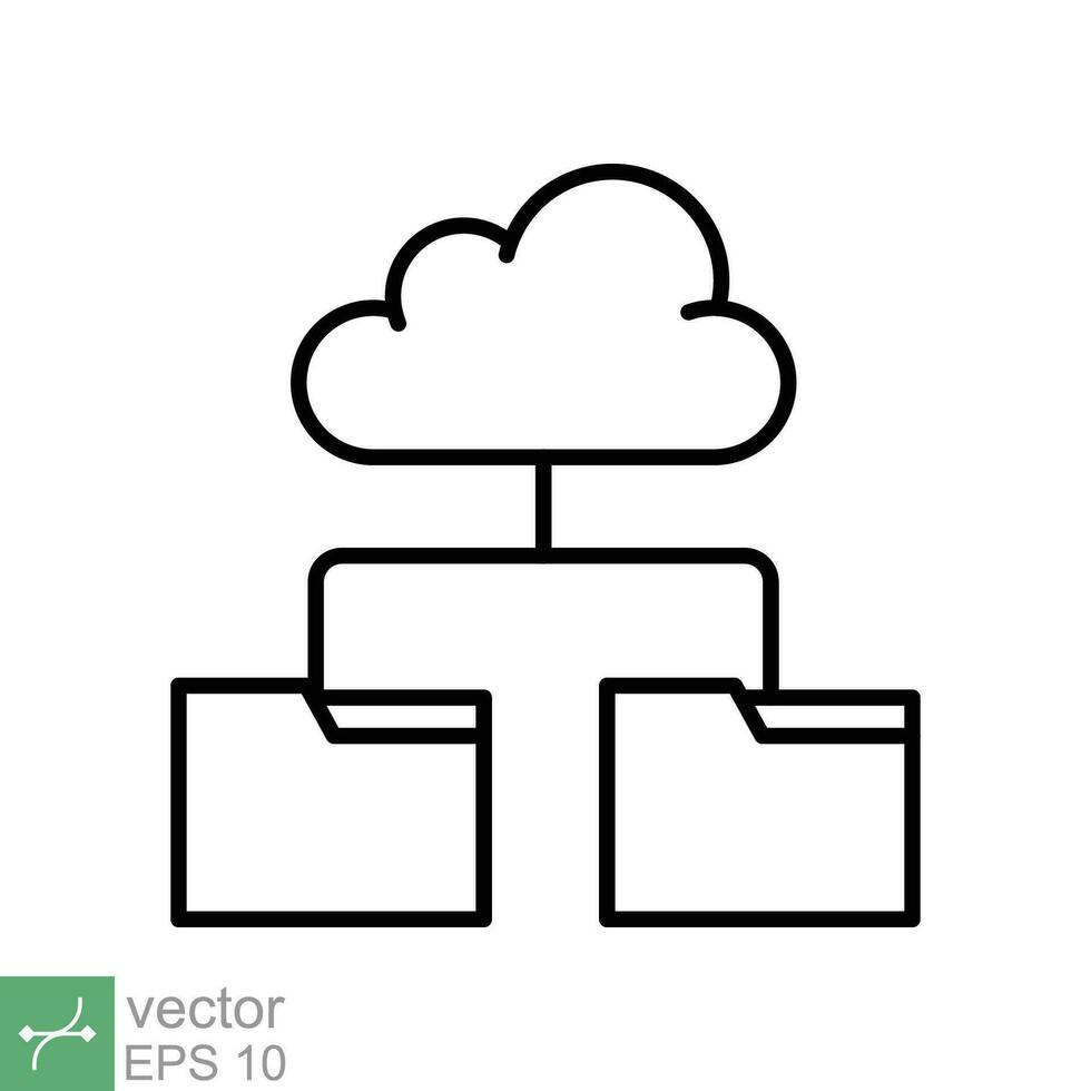 Cloud storage icon. Simple outline style. Digital file organization service, upload, computer backup, technology concept. Thin line vector illustration isolated on white background. EPS 10.