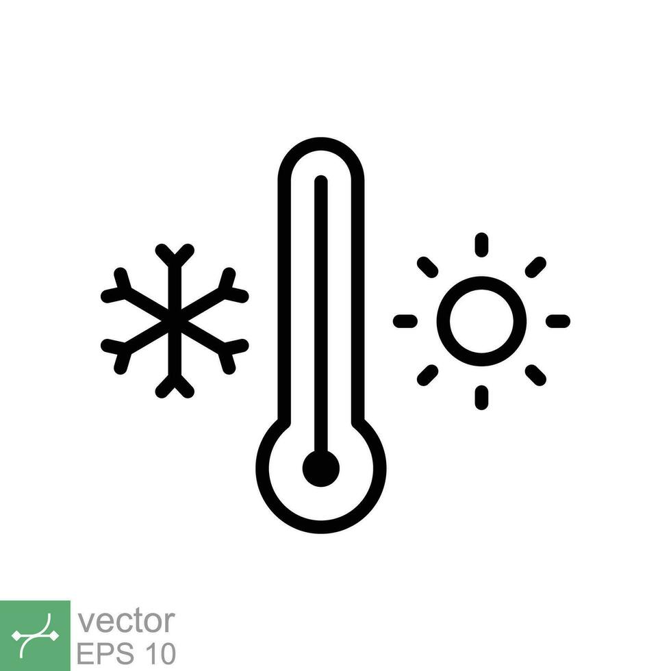 clima temperatura termómetro icono. contorno estilo firmar para web y aplicación termómetro con frío y caliente símbolo. Delgado línea vector ilustración aislado en blanco antecedentes. eps 10