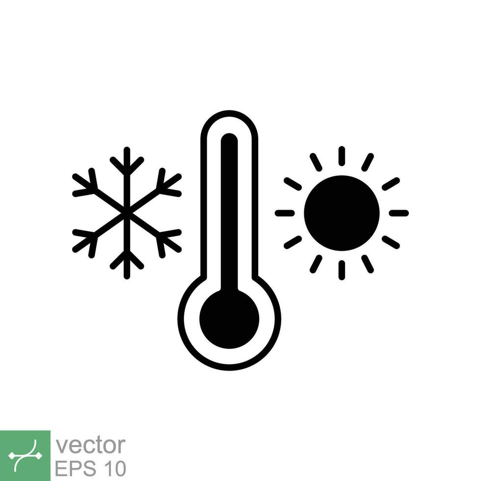 clima temperatura termómetro icono. sencillo sólido estilo firmar para web y aplicación termómetro con frío y caliente símbolo. glifo vector ilustración aislado en blanco antecedentes. eps 10