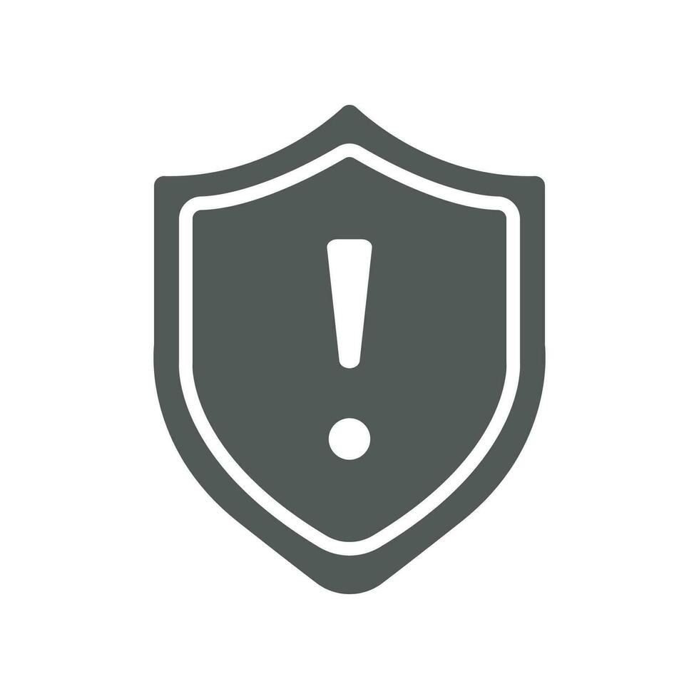 Danger Warning Error Alert Sign in badge style, Security shield exclamation mark for website, logo, app, UI. Guard, attention, warning icon Vector illustration solid, glyph style. EPS 10