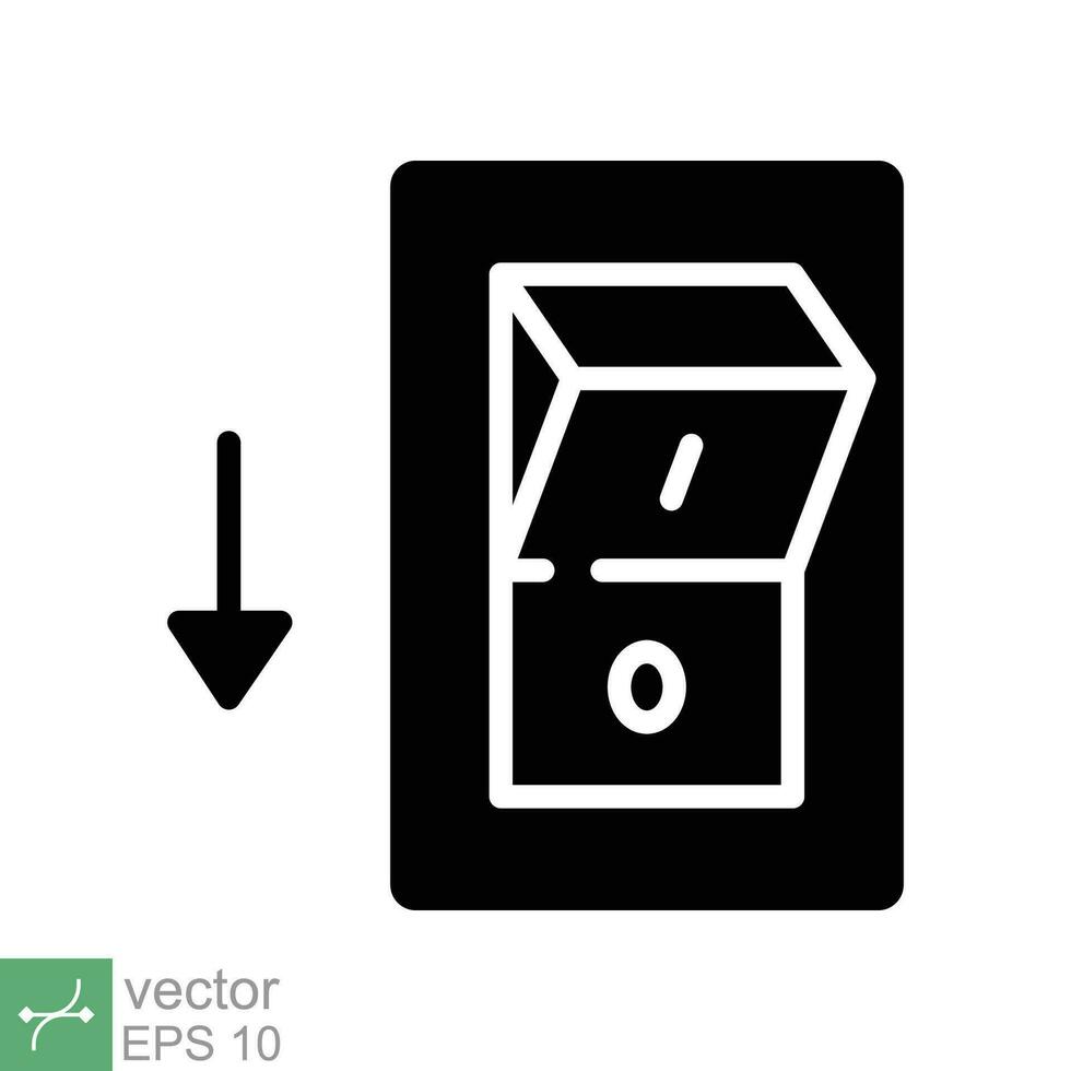 Light off, electric switch icon. Simple solid style. Power turn off button, toggle switch of position concept for web and app. Glyph vector illustration isolated on white background. EPS 10.
