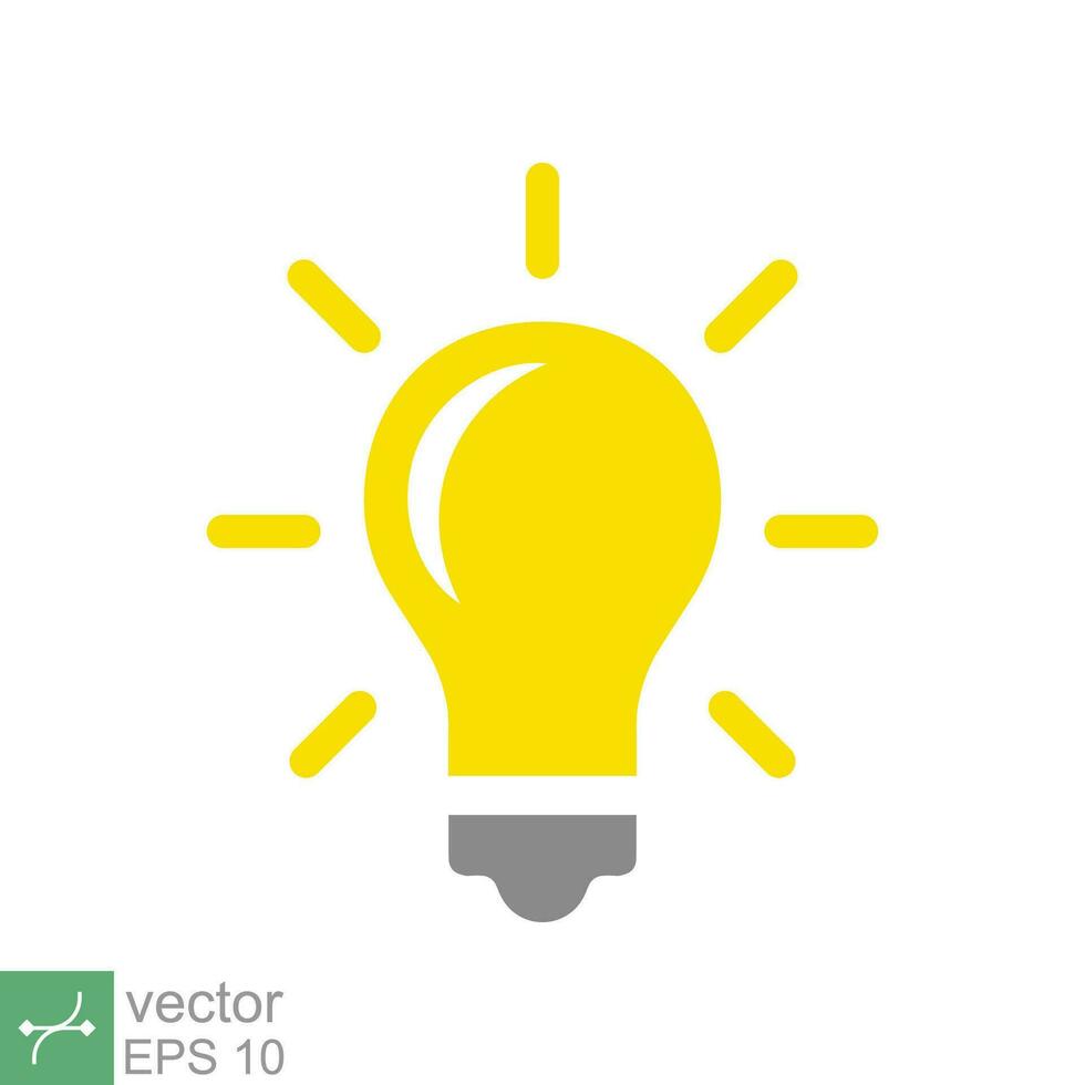 Light bulb icon. Simple flat style. glow lamp, idea, solution, inspiration, yellow lightbulb, technology concept. Vector illustration isolated on white background. EPS 10.