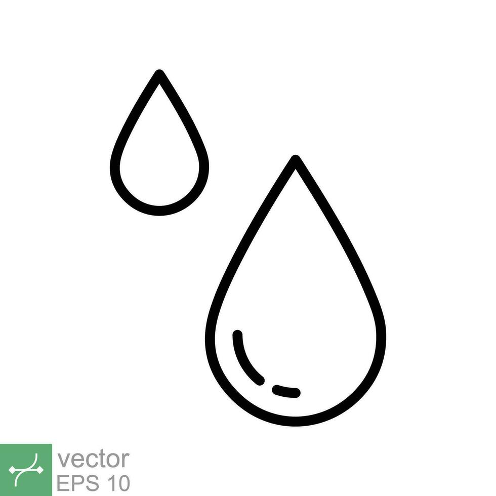 agua gotas icono. sencillo contorno estilo. soltar agua, gotita, líquido, lluvia, limpiar agua, agricultura, ambiente concepto. Delgado línea vector ilustración aislado en blanco antecedentes. eps 10