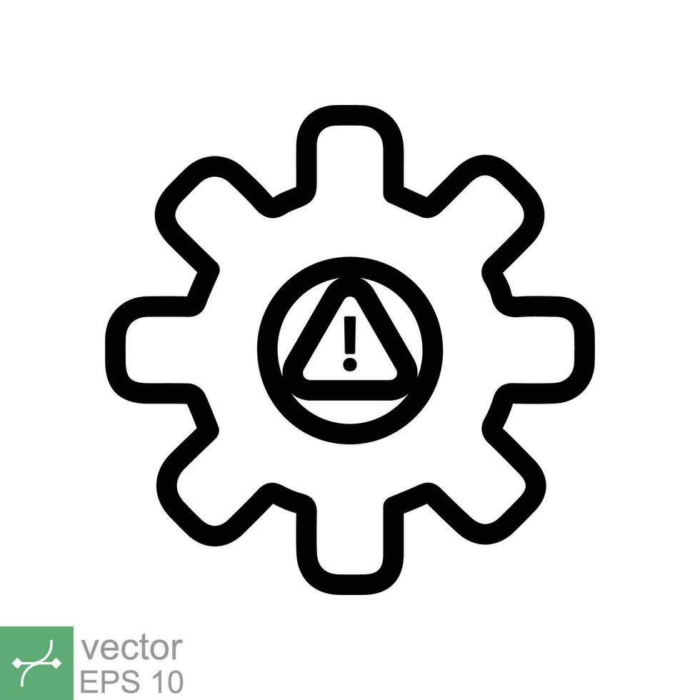 System error icon. Simple outline style. Risk alert, failure, mechanical gear engine, trouble service, caution, technology concept. Line vector illustration isolated on white background. EPS 10.