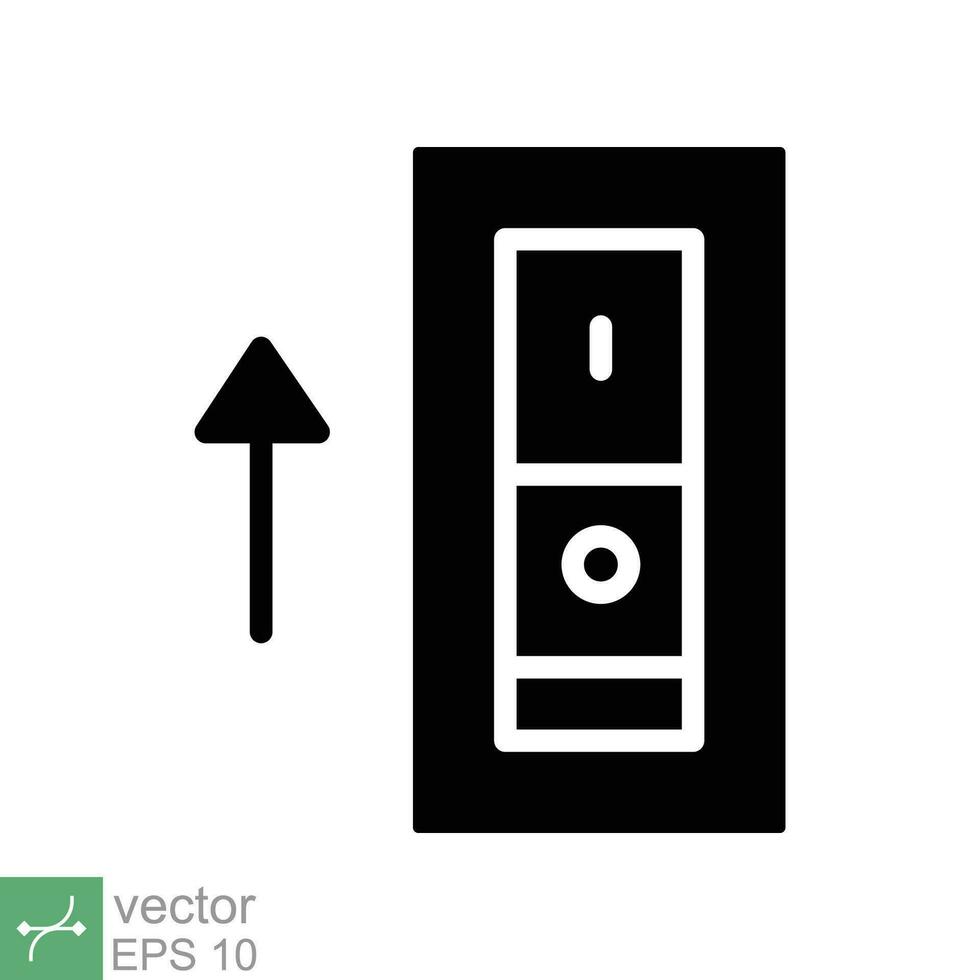 Light on, electric switch icon. Simple solid style. Power turn on button, toggle switch on position, turn on, technology concept. Glyph vector illustration isolated on white background. EPS 10.