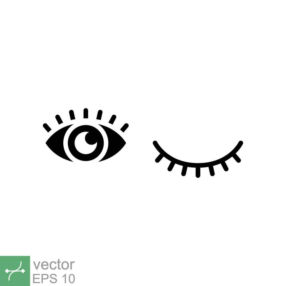 Eye and eyelash icon. Simple solid style. Wink, blink, makeup, doodle, woman beauty face concept. Glyph vector illustration isolated on white background. EPS 10.