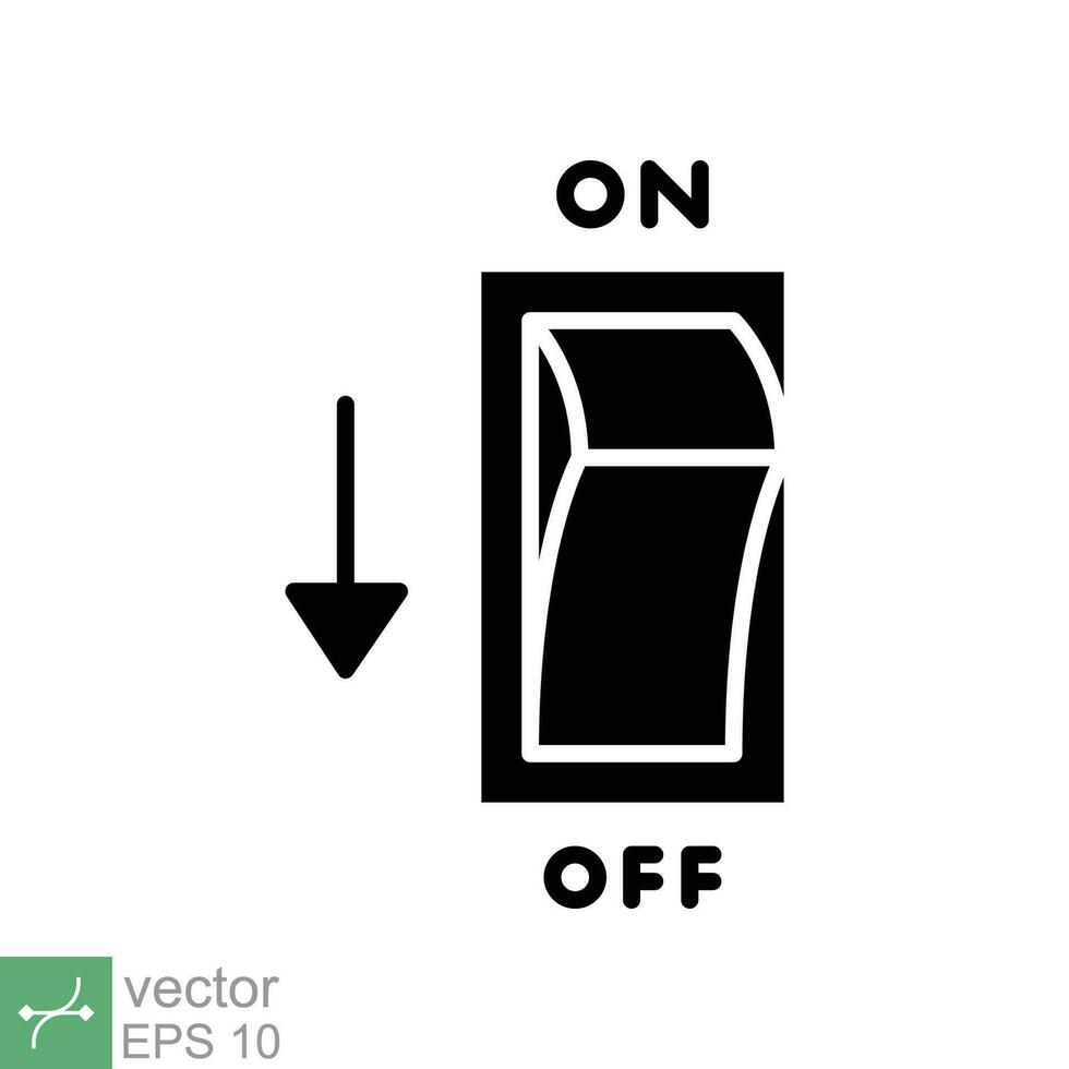 Light off, electric switch icon. Simple solid style. Power turn off button, toggle switch of position concept for web and app. Glyph vector illustration isolated on white background. EPS 10.