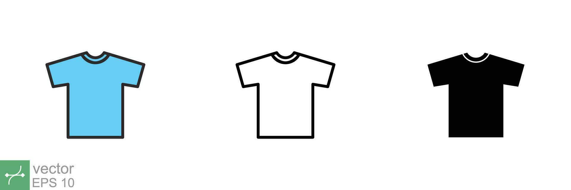 T-shirt icon. Simple flat, outline, solid style. Tee symbol, linear style sign for mobile concept and web design. Glyph, line vector illustration isolated on white background. EPS 10.