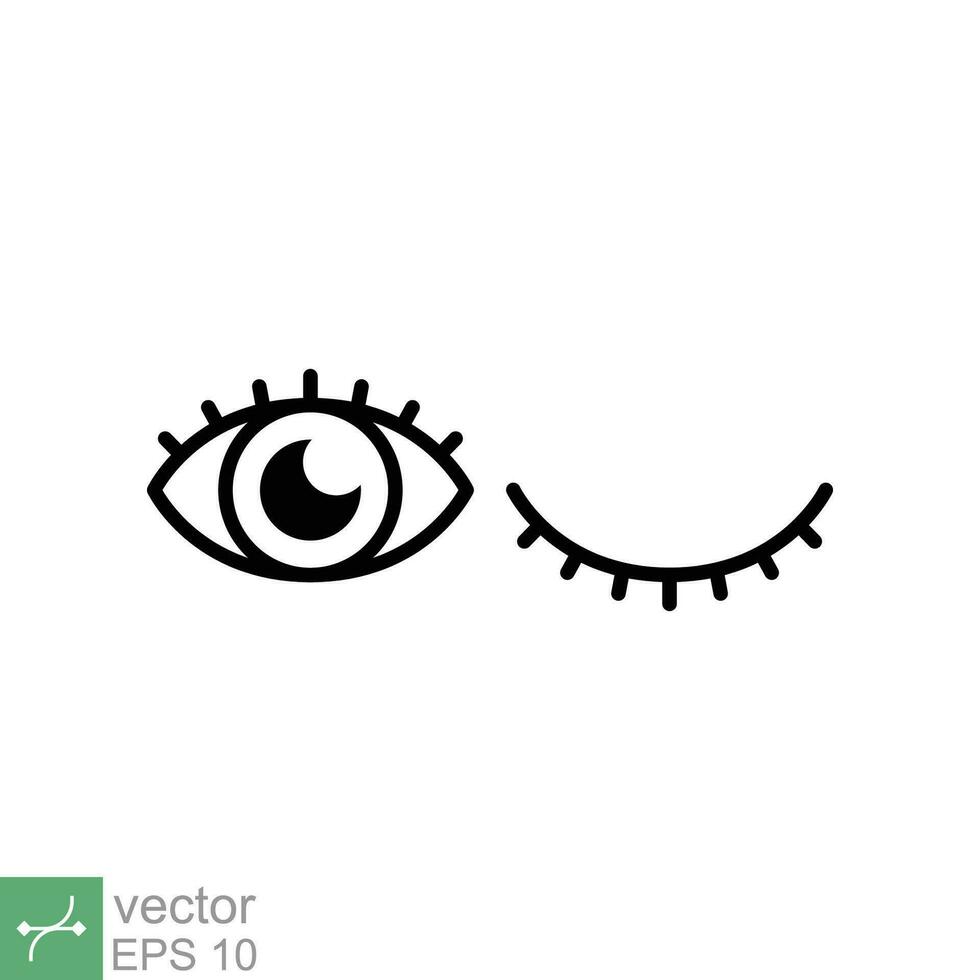 ojo y pestaña icono. sencillo contorno estilo. guiño, parpadear, constituir, garabatear, mujer belleza cara concepto. Delgado línea vector ilustración aislado en blanco antecedentes. eps 10