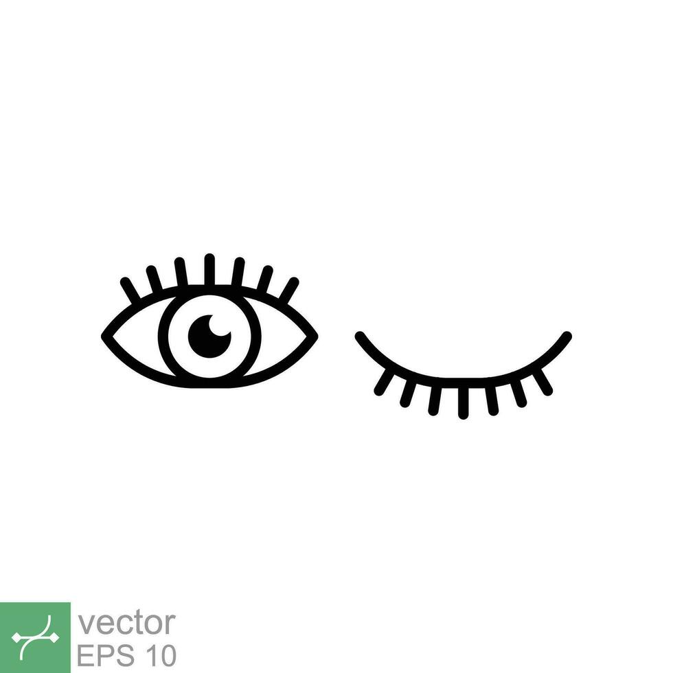 Eye and eyelash icon. Simple outline style. Wink, blink, makeup, doodle, woman beauty face concept. Thin line vector illustration isolated on white background. EPS 10.
