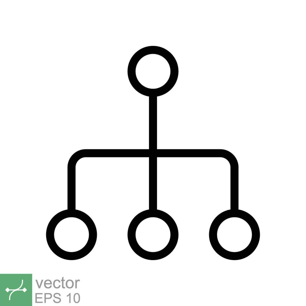 Organization chart icon. Simple outline style. Org hierarchy, company diagram flow symbol, team structure, business concept. Thin line vector illustration isolated on white background. EPS 10.