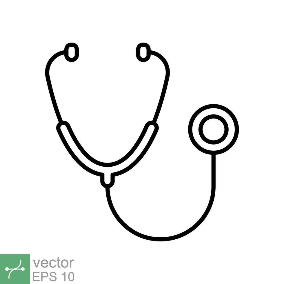 Stethoscope cardio device icon. Simple outline style. Medical, doctor equipment, health heart, hospital, healthcare concept. Thin line vector illustration isolated on white background. EPS 10.