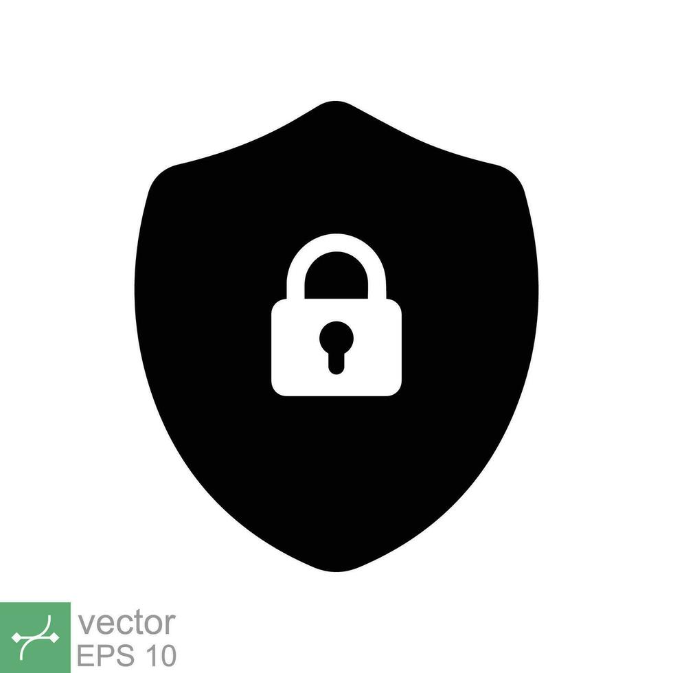 Shield and lock icon. Simple flat style. Secure, safe, computer protect, safety, web privacy concept. Vector illustration symbol isolated on white background. EPS 10.