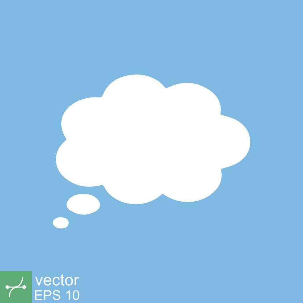 Think bubble. Empty white cloud speech bubble cartoon, idea, communication concept. Simple flat style. Vector illustration isolated. EPS 10.