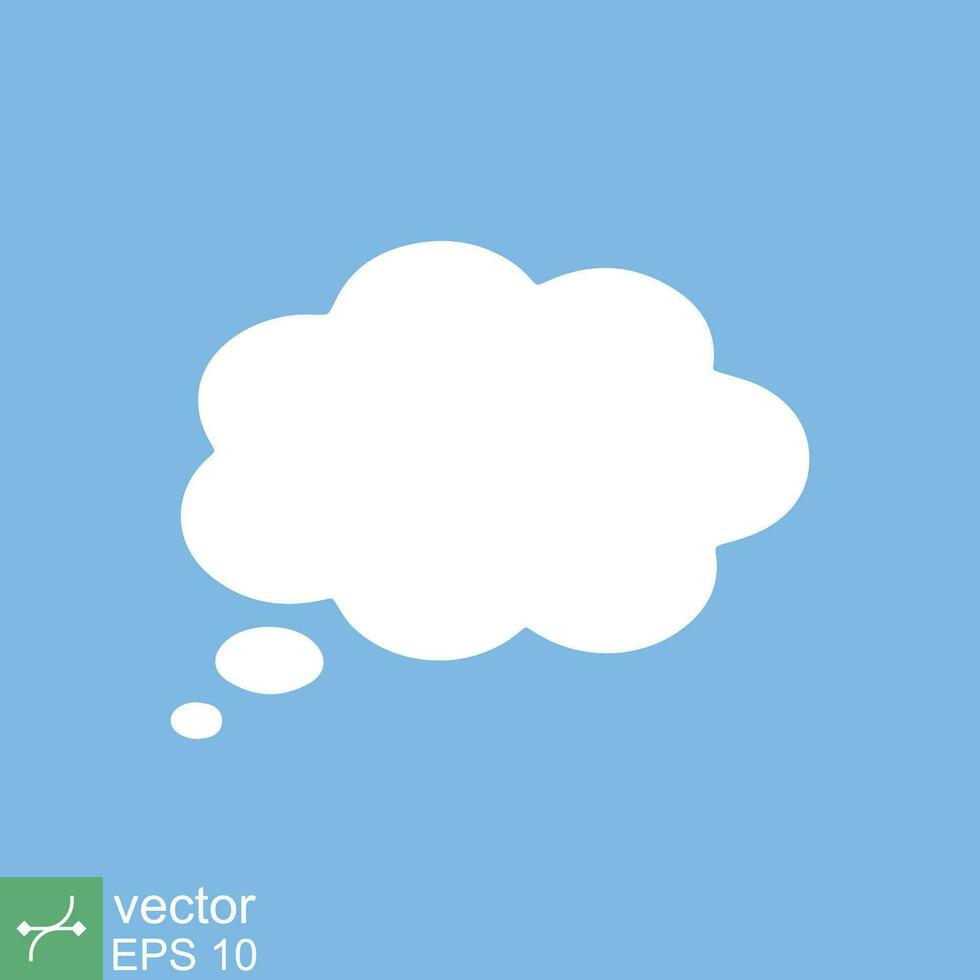 Think bubble. Empty white cloud speech bubble cartoon, idea, communication concept. Simple flat style. Vector illustration isolated. EPS 10.